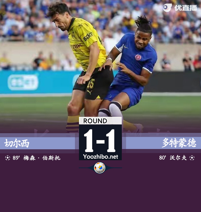 切尔西1-1多特蒙德 沃尔夫破门伯斯托绝平救主