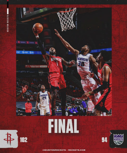 NBA简报：火箭102-94国王 沃尔28+6