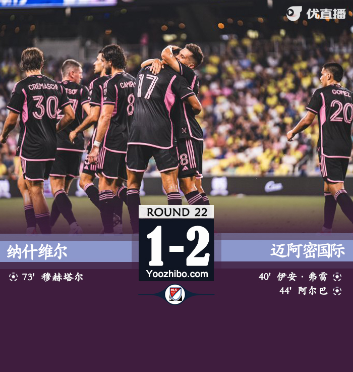 迈阿密国际2-1纳什维尔迎三连胜 阿尔巴天外飞仙