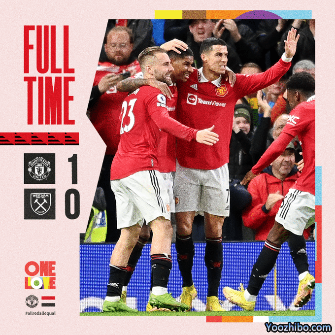 曼联1-0西汉姆连续8场不败，净胜球+1