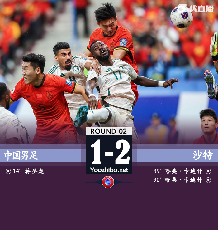 国足1-2遭十人沙特绝杀&两连败 国足角球两丢球蒋圣龙造乌龙+红牌