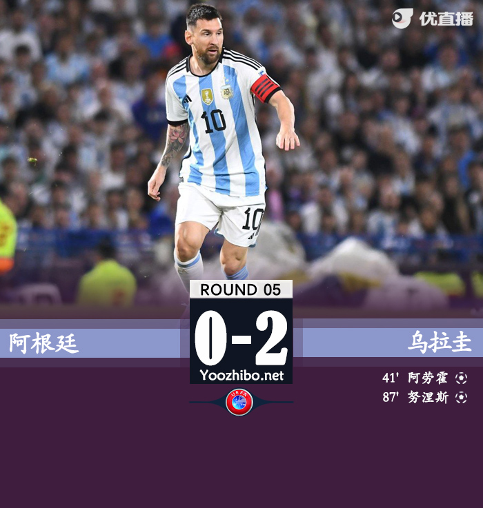 阿根廷0-2乌拉圭 梅西锁喉对手+中楣努涅斯破门