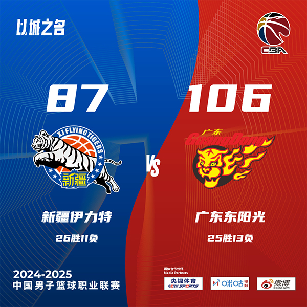广东106-87双杀新疆 徐杰30+8&次节5记三分 莫兰德准三双 库克20+8