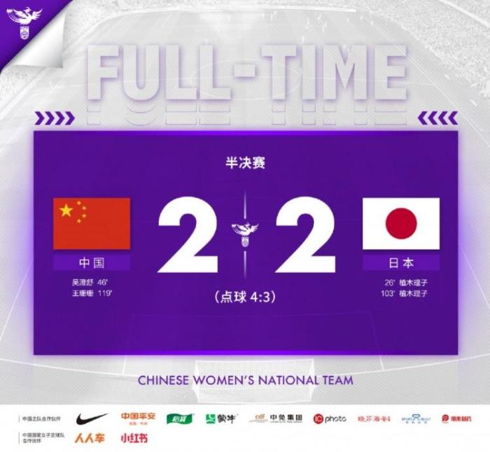 崛起！中国女足结束对日本女足的四连败纪录