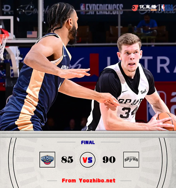 马刺90-85力克鹈鹕 米尼克斯16分 马特科维奇13中11&25+5